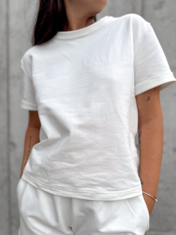 Basic BIO cotton T-shirt SNOW WHITE - Velikost: XS