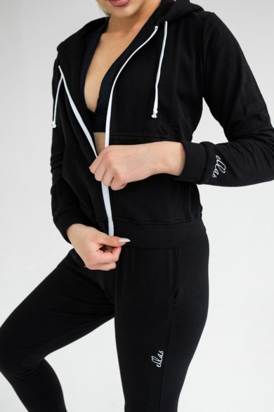 Dámská mikina s kapucí Fit SOFT Black - Velikost: S