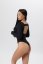 Ribbed Bodysuit with long sleeve  WAVE Black - Velikost: XS