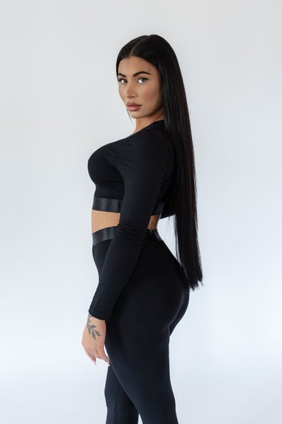 Bambusový Crop Top FLOW Black - Velikost: L