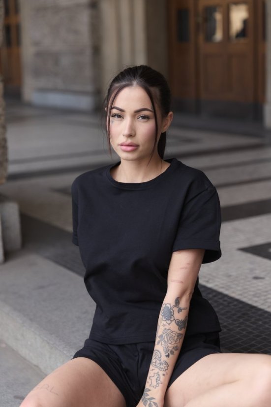 Basic BIO cotton T-shirt BLACK - Velikost: XS