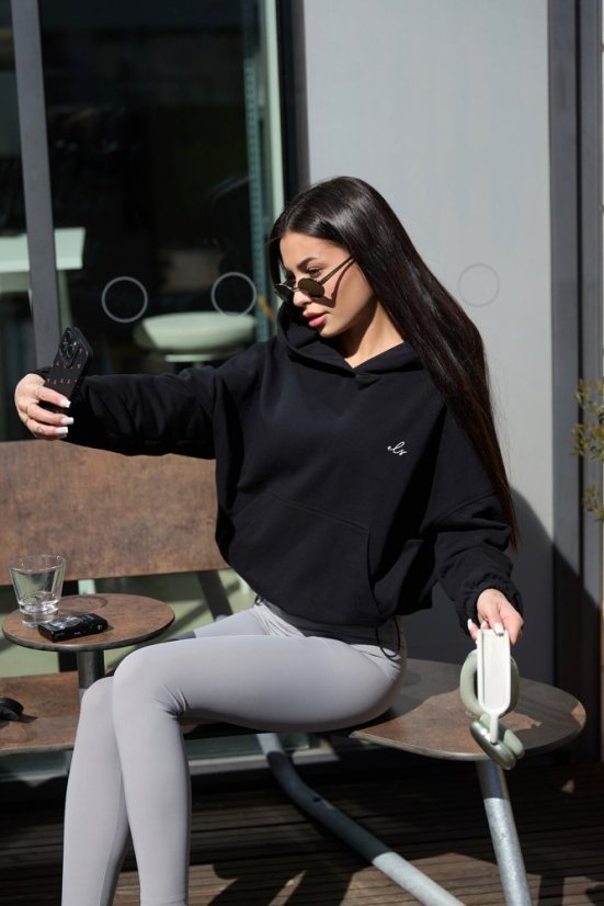Women's oversized hoodie NOIR Black - Velikost: M/L