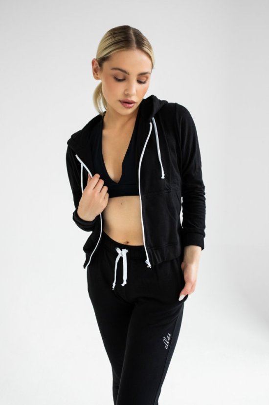 Dámská mikina s kapucí Fit SOFT Black - Velikost: S