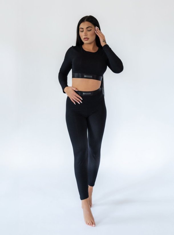 Bambusový Crop Top FLOW Black - Velikost: L