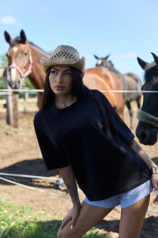 Basic oversize tričko ČERNÉ - Velikost: XS/S