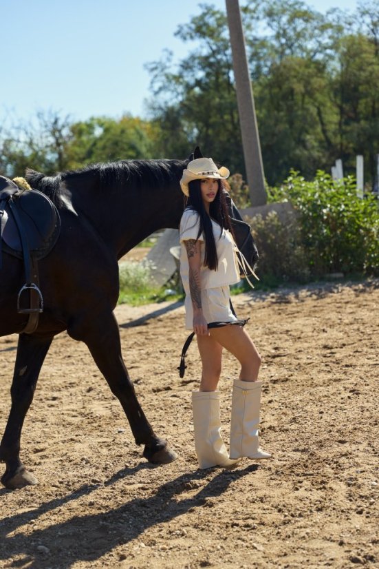 Popelínová košile SERRA Ecru - Velikost: L