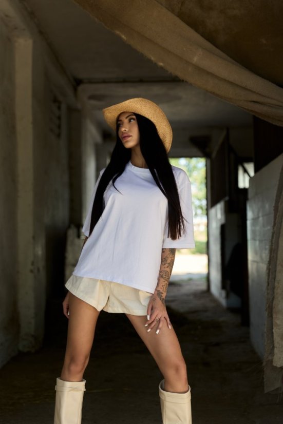 Basic oversize t-shirt WHITE - Velikost: M/L