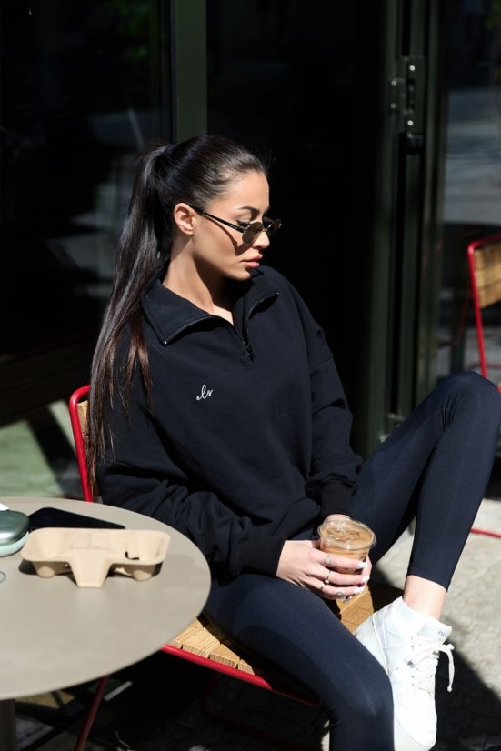 Women's sweatshirt with collar NOIR Black - Velikost: M/L