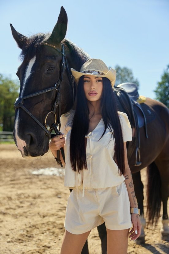 Poplin shorts SERRA Ecru - Velikost: M/L