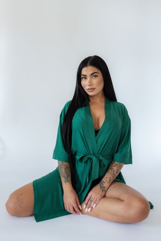 Bamboo bathrobe EMBRACE Emerald - Velikost: XS/S