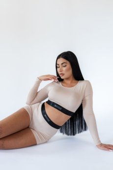 Bambusový Crop Top FLOW sleeve Dusty Pink