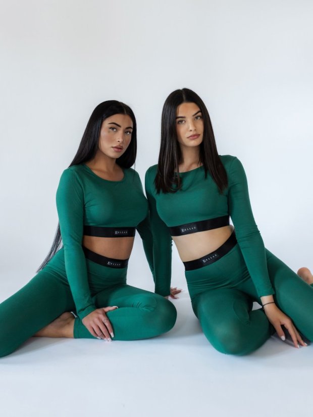 Bambusový Crop Top FLOW Emerald - Velikost: S