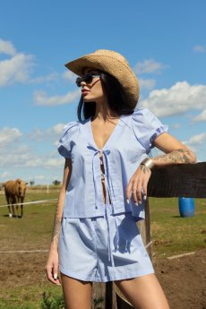 Poplin shorts SERRA Ecru Azure