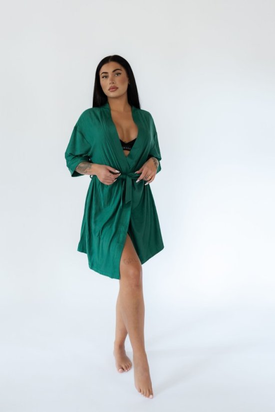 Bamboo bathrobe EMBRACE Emerald - Velikost: XS/S