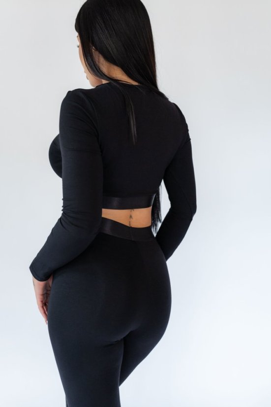 Bambusový Crop Top FLOW Black - Velikost: L