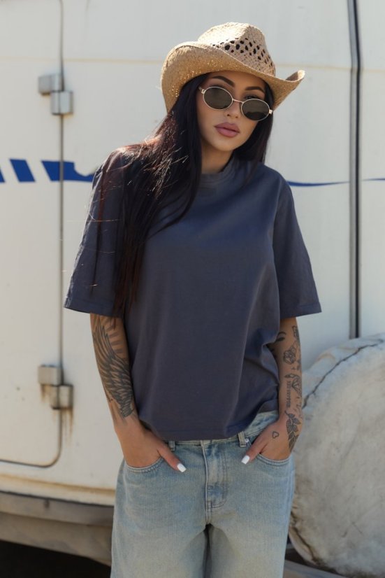 Basic oversize t-shirt GREY - Velikost: M/L