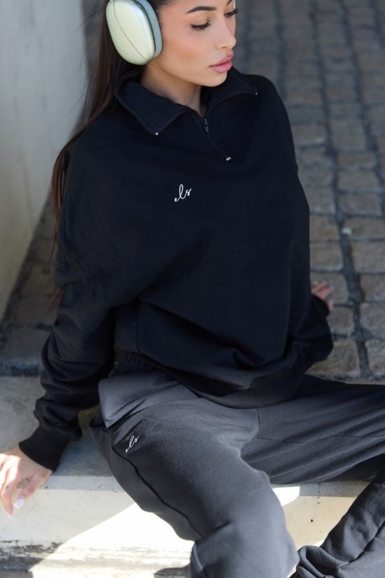 Women's sweatshirt with collar NOIR Black - Velikost: M/L