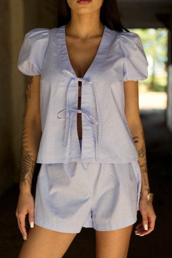 Poplin shorts SERRA Ecru Azure