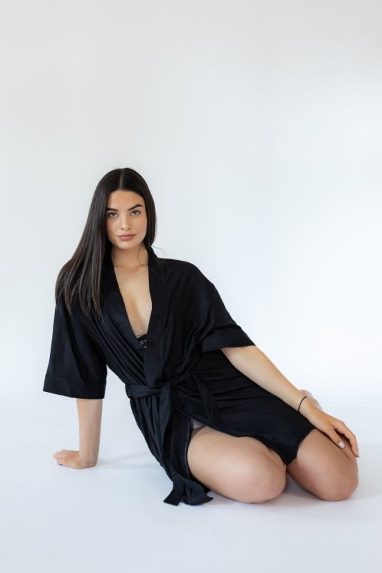 Bamboo bathrobe EMBRACE Black